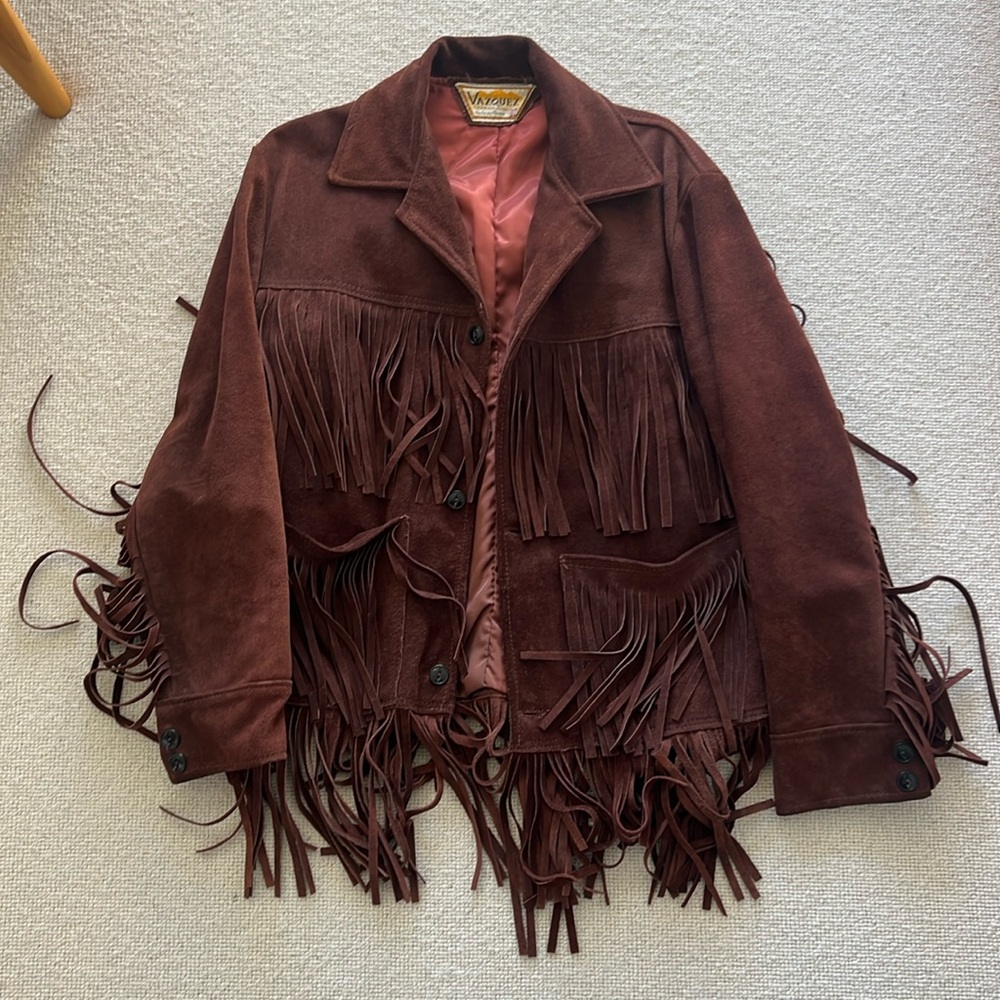 Vintage suede fringe jacket